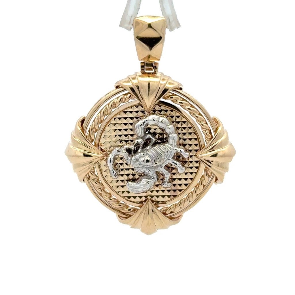 Pendant Two-Tone Scorpion on Embellished Medallion 39 10K
