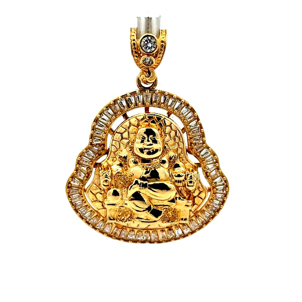 Pendant CZ Halo Seated Buddha 43.5 10K