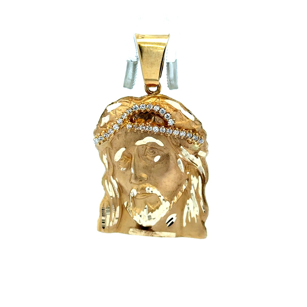 Pendant Jesus Face with Crown of CZ Thorns 51.5 10K