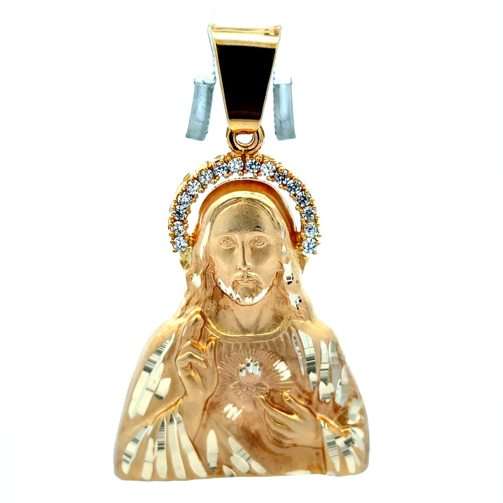 Pendant Jesus’ Blessing with CZ Halo 67.5 10K