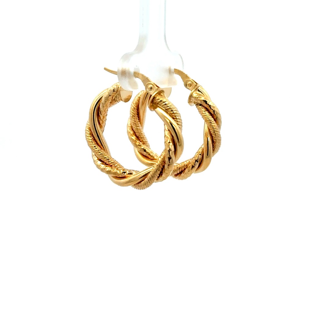 Earrings Twisted Textured Hoops 25 4mm 10K