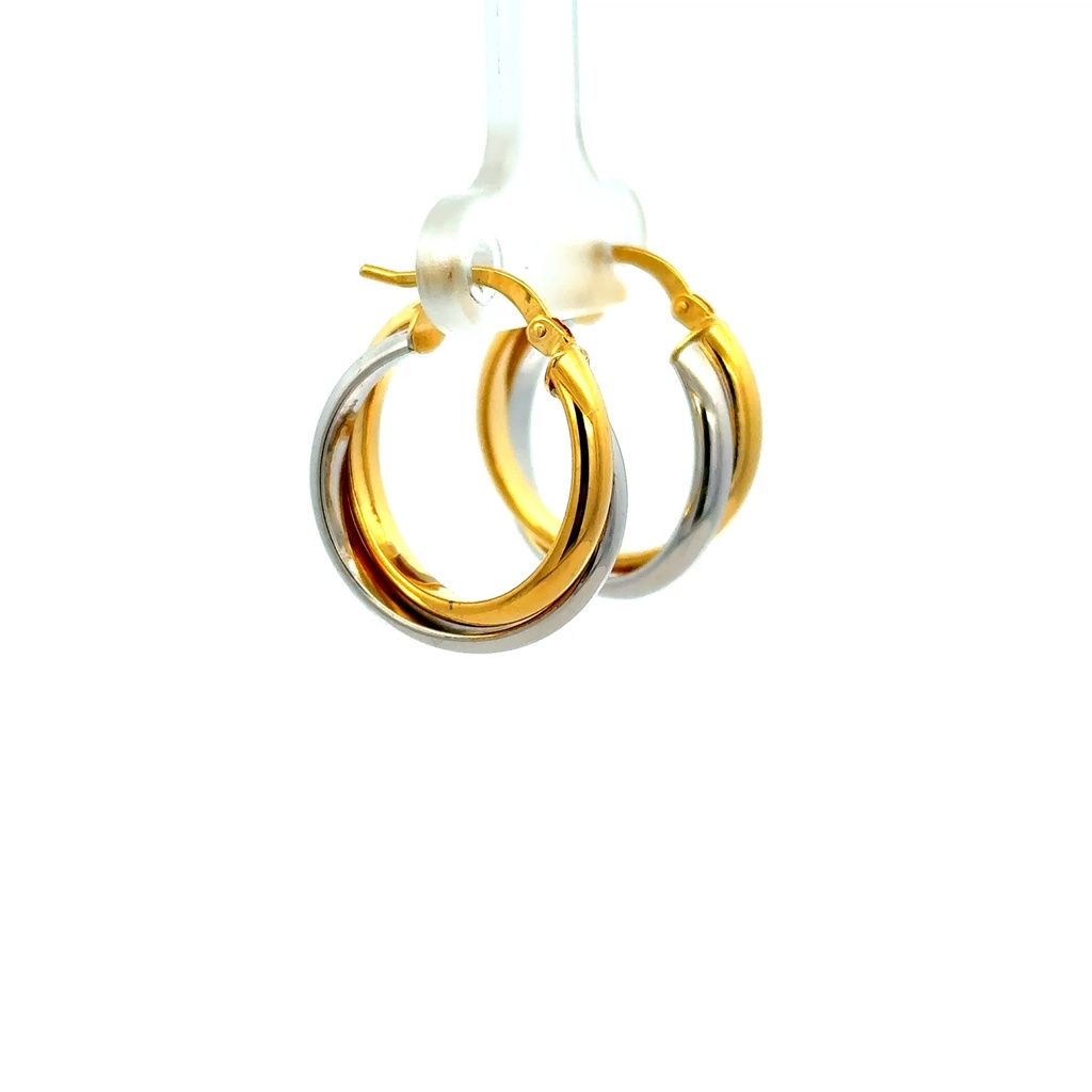 Earrings Twisted Double Hoops 22 5.5mm 14K