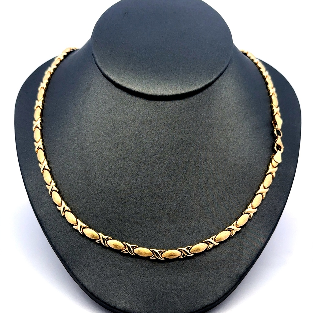 Necklaces Textured X&O with Lobster Lock 5mm 18" 14K