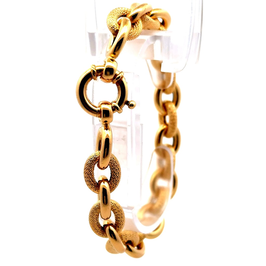 Bracelet Oval Textured Link 10.5mm 7.5" 14K