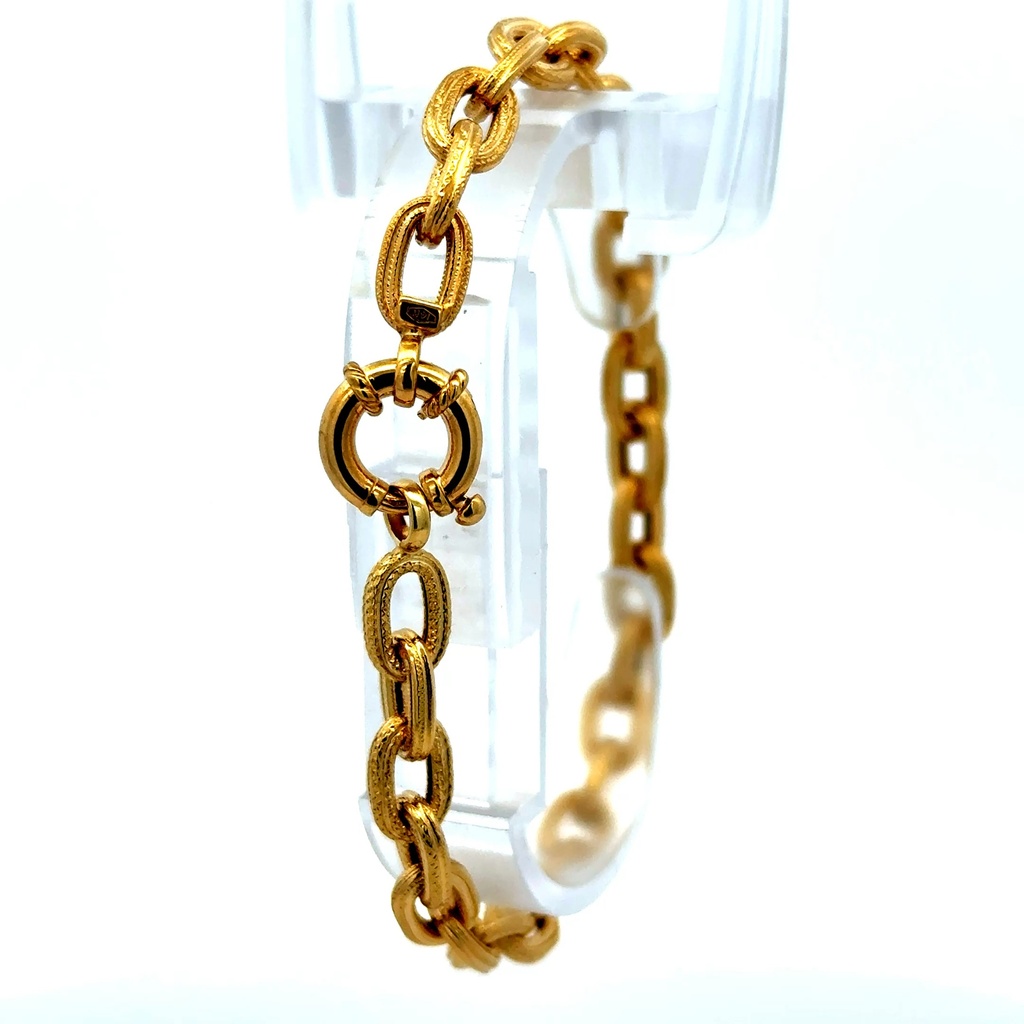 Bracelet Oval Textured Link 6.5mm 7.5" 14K