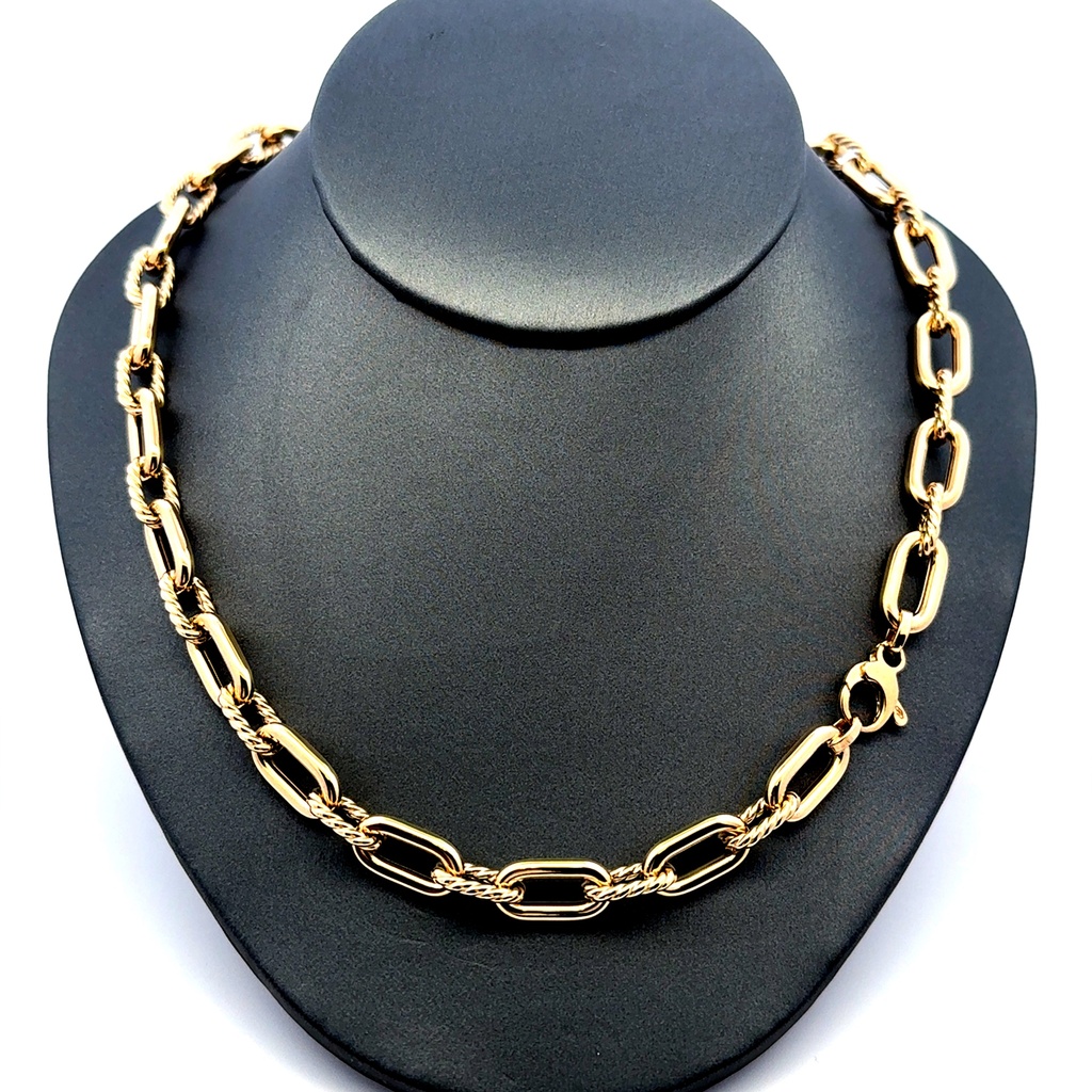 Necklaces Oval Textured Link 8mm 16" 14K