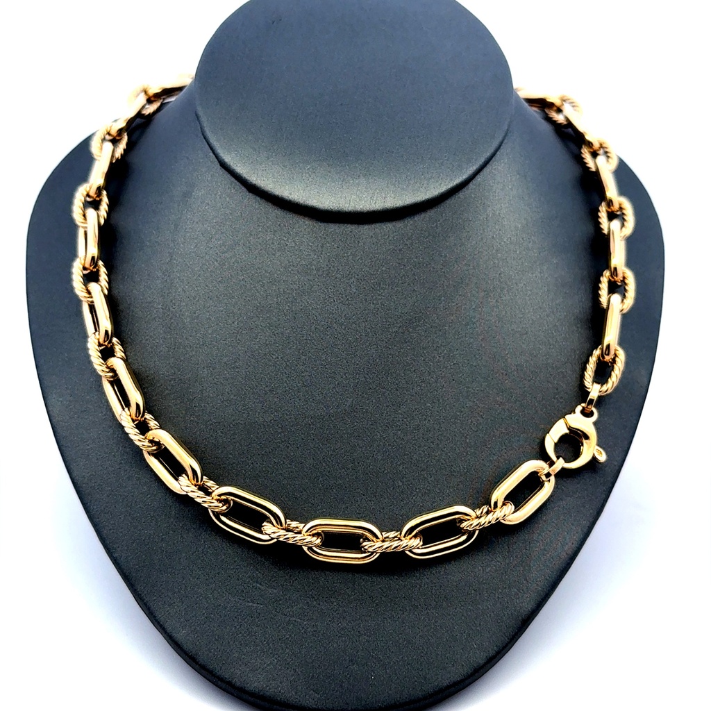 Necklaces Oval Textured Link 9mm 16.5" 14K