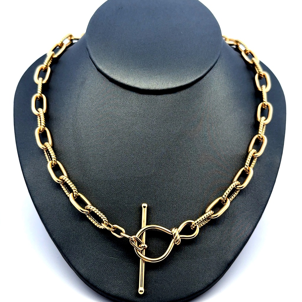 Necklaces Oval Textured Link 7.5mm 17" 14K