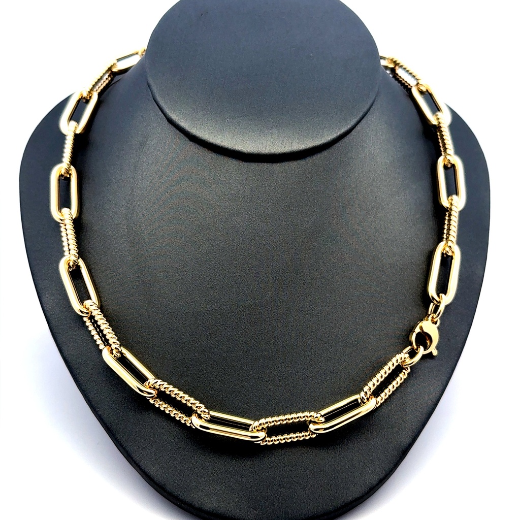 Necklaces Oval Textured Link 8mm 16" 14K