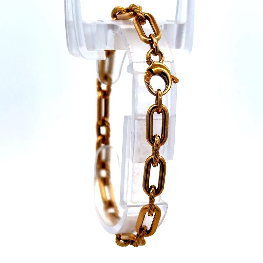 Bracelet Oval Textured Link 6mm 7" 14K
