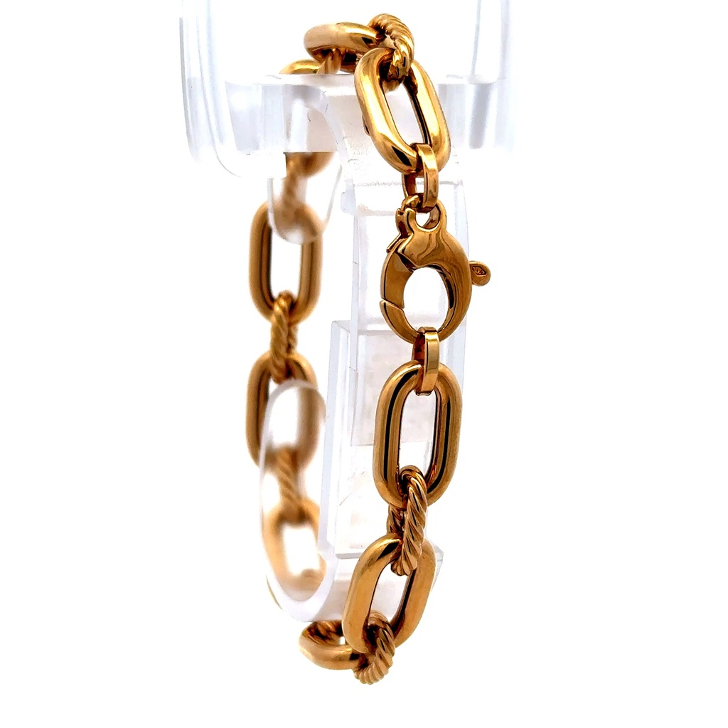 Bracelet Oval Textured Link 9mm 7" 14K
