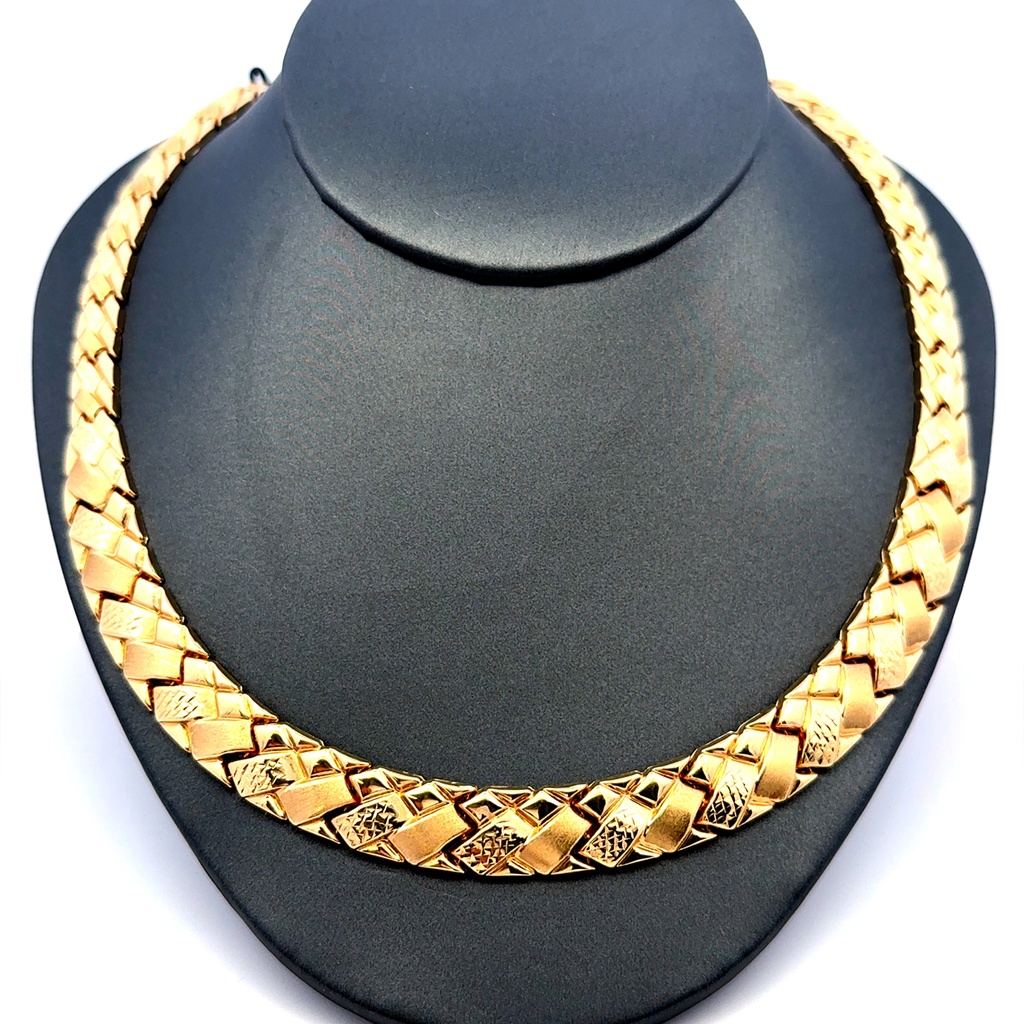 Necklaces Crossed Stampato 11mm 18.5" 14K