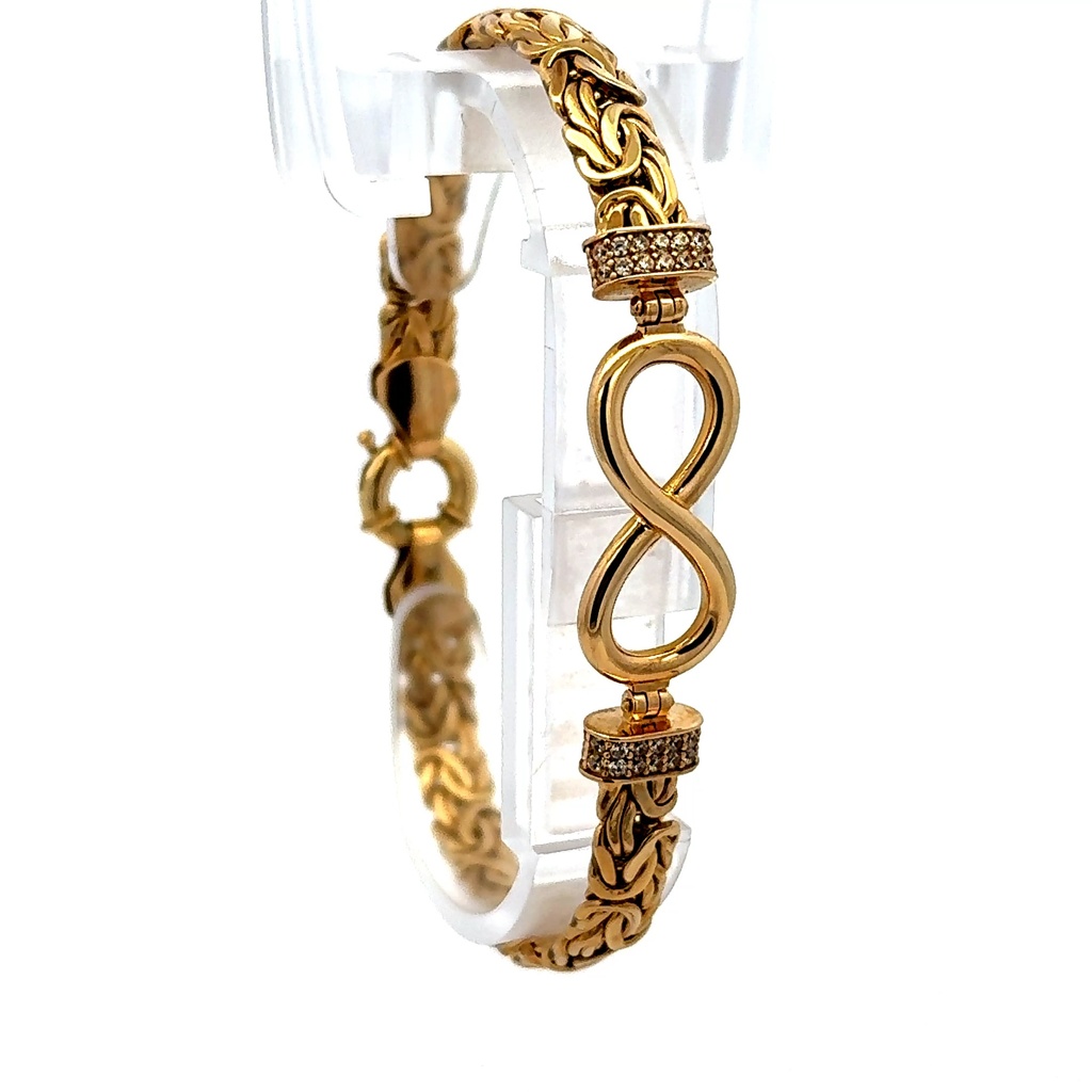 Bracelet Byzantine with Eight Shaped Detail & CZ 6.5mm 7.5" 10K