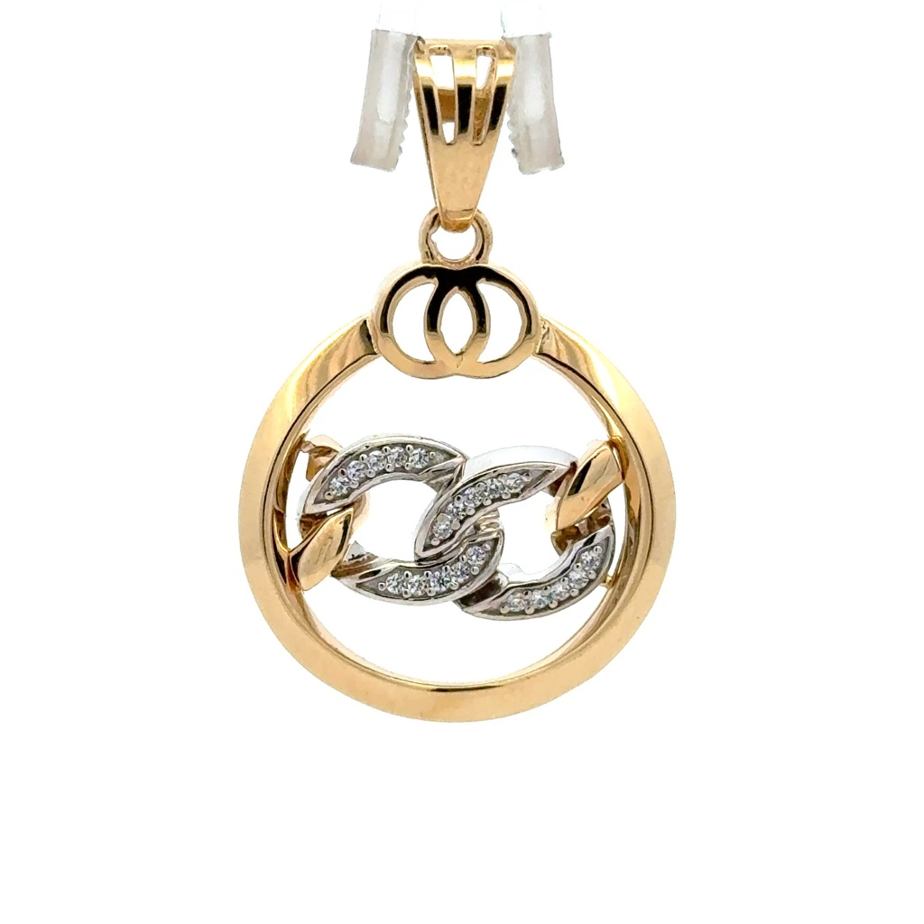 Pendant CZ-Iced Links in Ring 32.5 14K