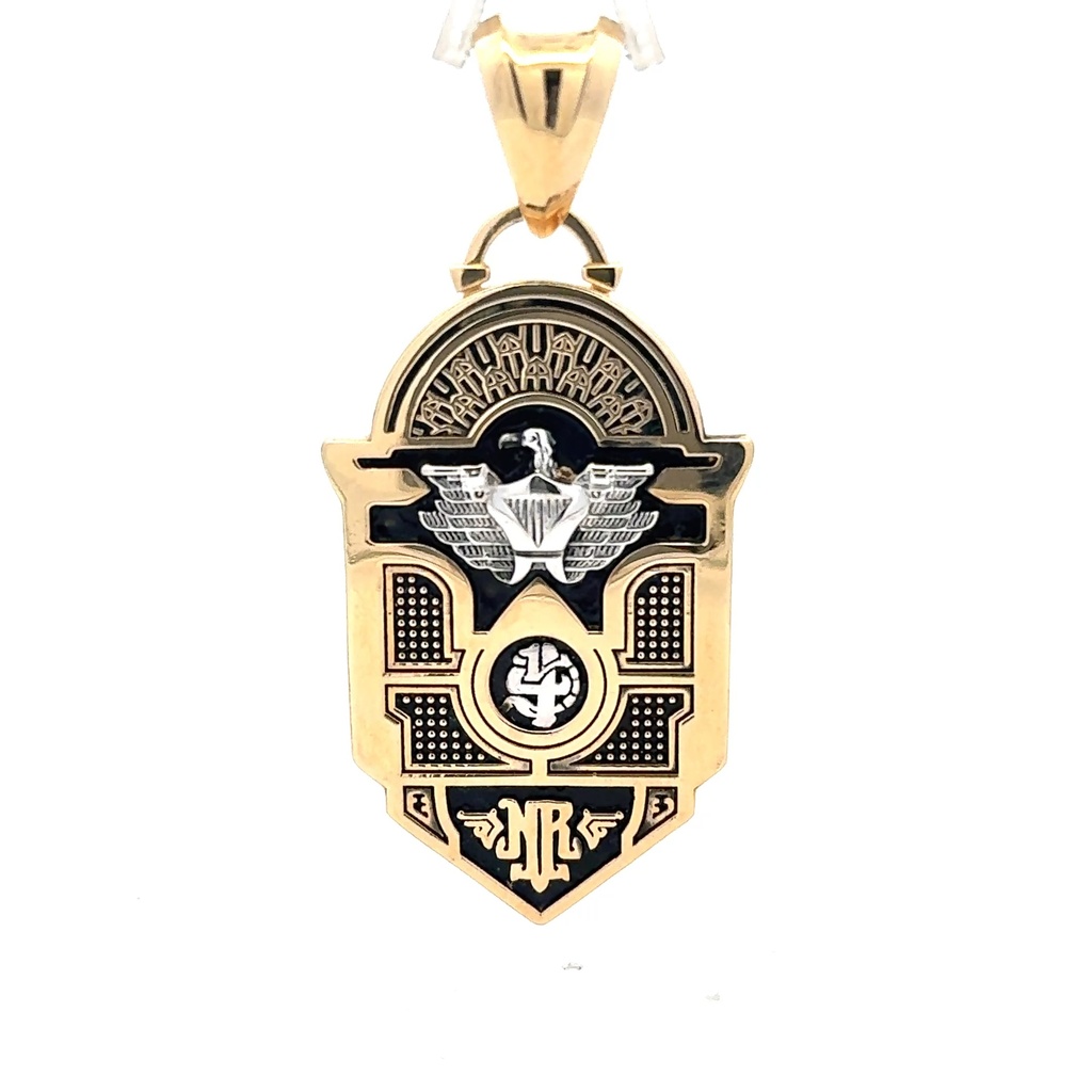 Pendant Armed Eagle Emblem Shield Two-Tone 77.5 14K