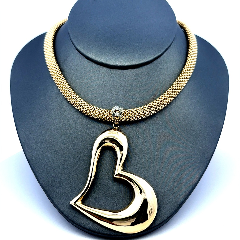 Necklaces Jessica with Heart Shaped Detail & CZ 7mm 17.5" 14K